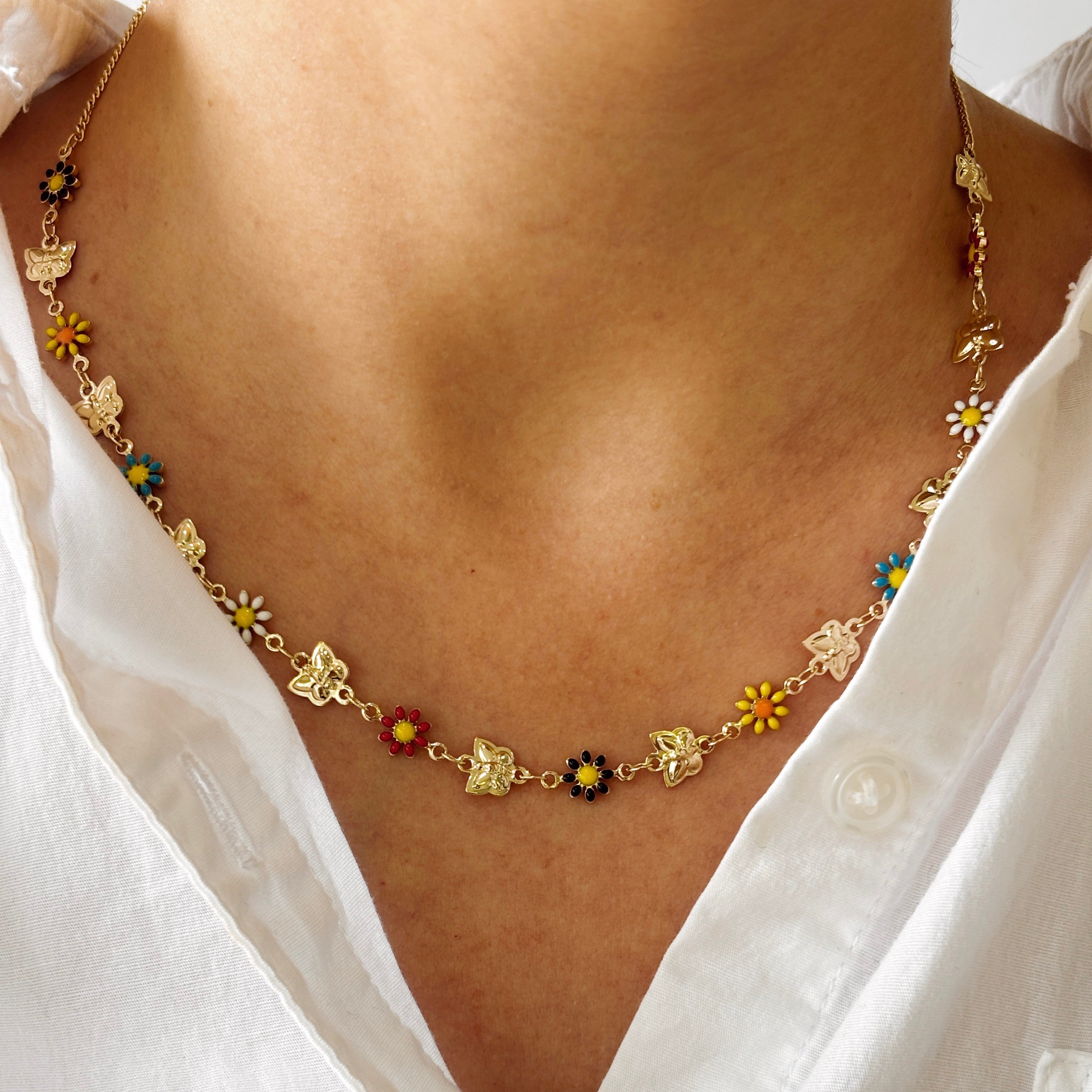 Collar Mariposas y Margaritas