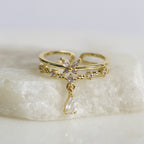 Anillo Ajustable Mariposa Gota Colgante