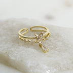 Anillo Ajustable Mariposa Gota Colgante