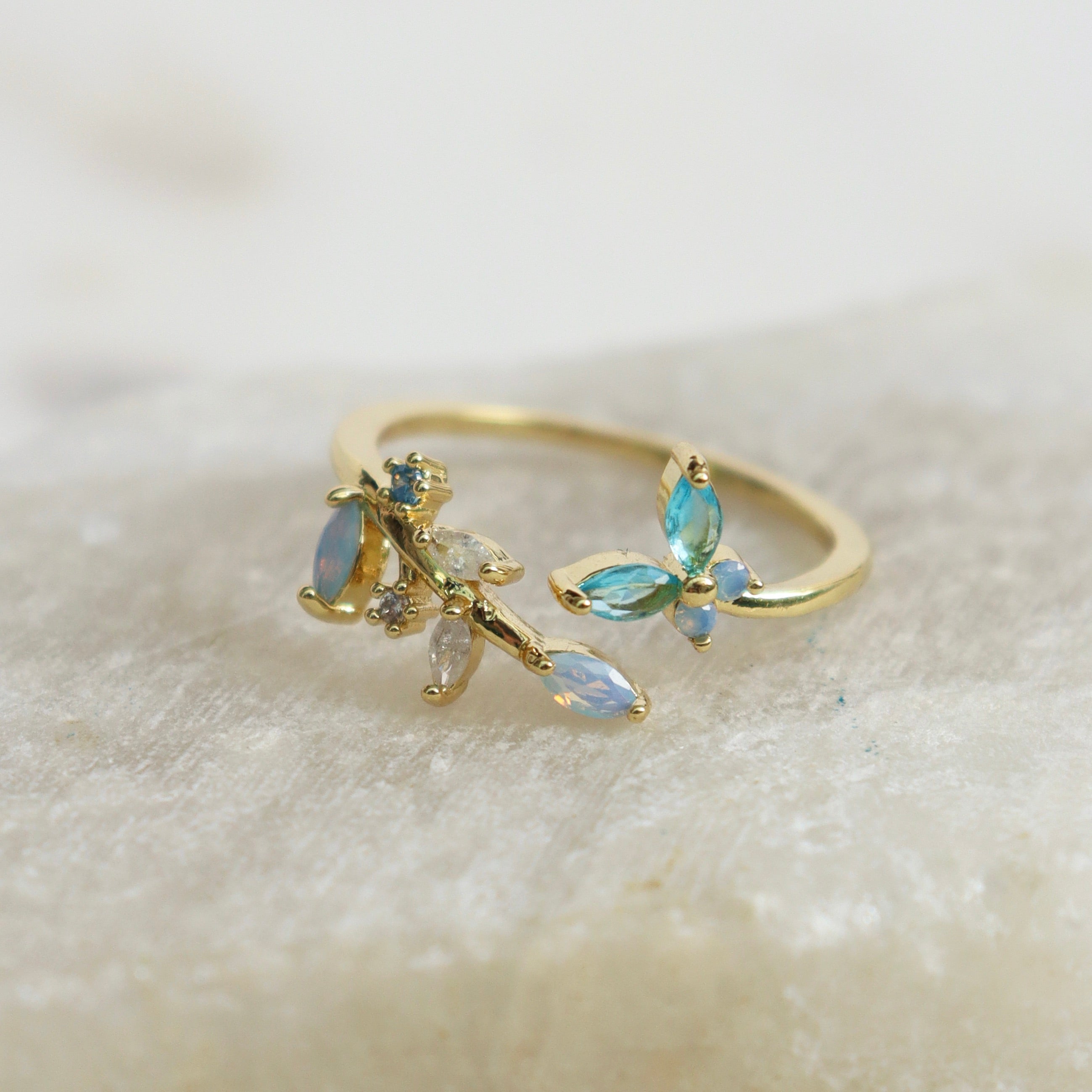 Anillo Ajustable Mariposa Celeste