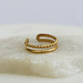 Anillo Ajustable Doble Linea Bolitas