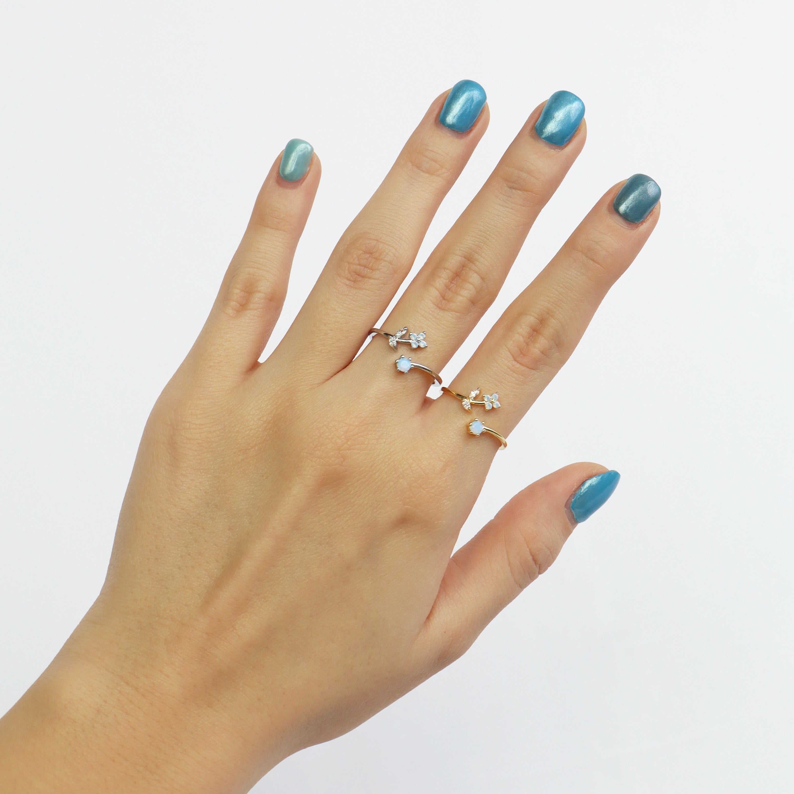 Anillo Ajustable Flor Celeste