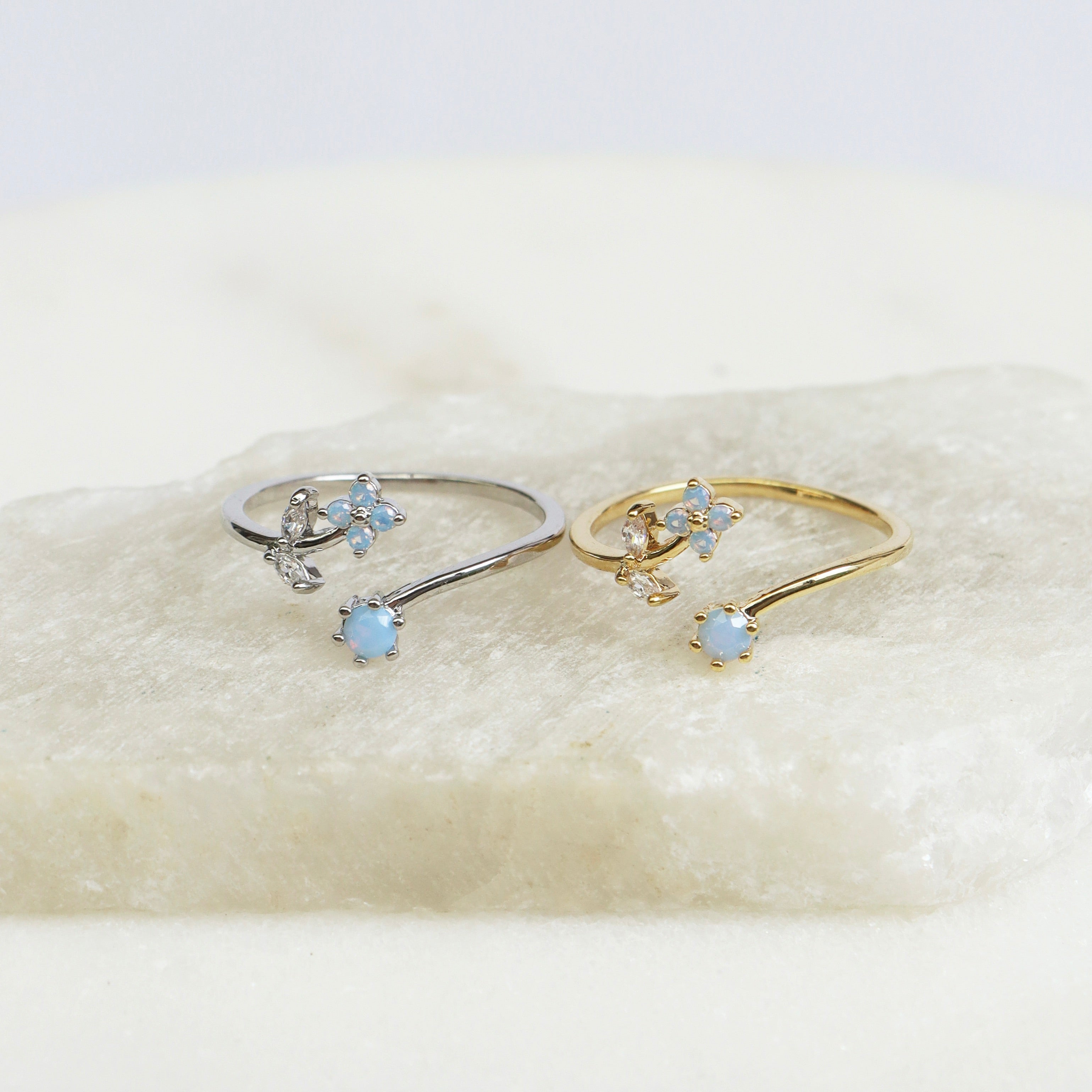 Anillo Ajustable Flor Celeste