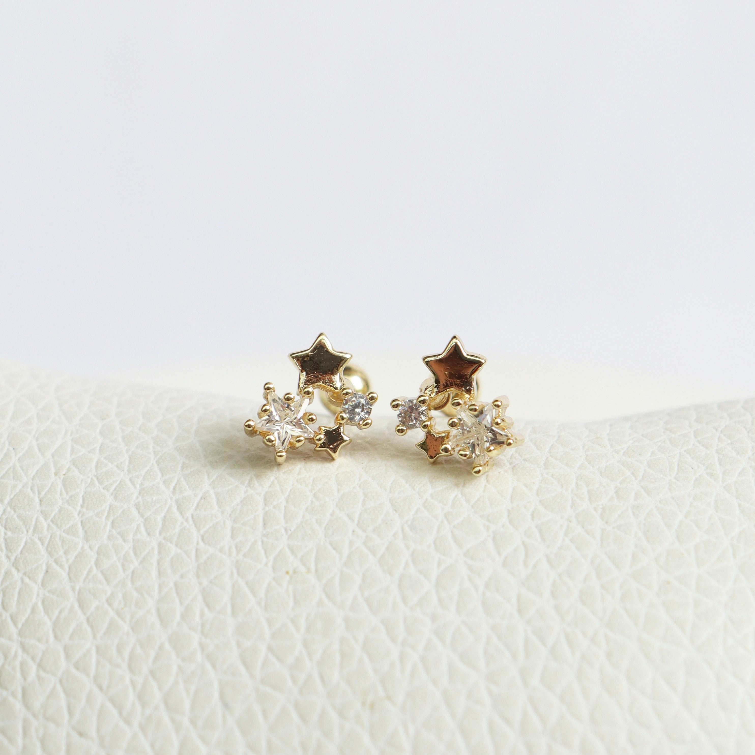 Studs Estrellitas con Cristales (Cierre Bebé)