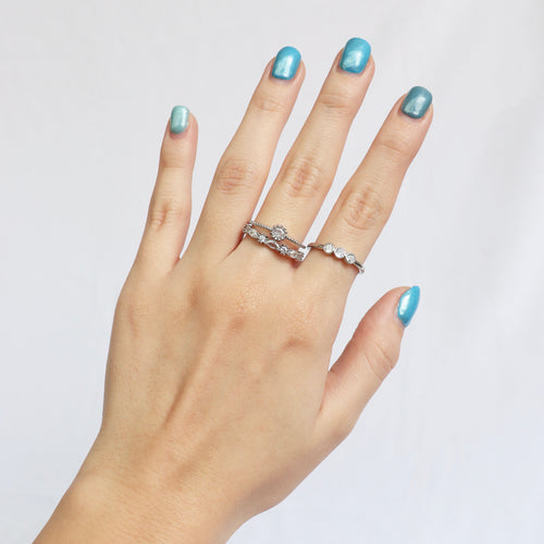 Anillo Ajustable Doble linea con Cristales