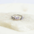 Anillo Ajustable Mariposa con Cristales Morados