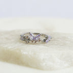 Anillo Ajustable Mariposa con Cristales Morados