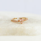 Anillo Ajustable Corazón Rosado con Cristales