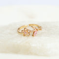 Anillo Ajustable Flor con Cristales Rosados