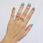 Anillo Ajustable Flor con Cristales Rosados