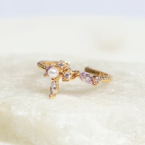 Anillo Ajustable Cristales Morados