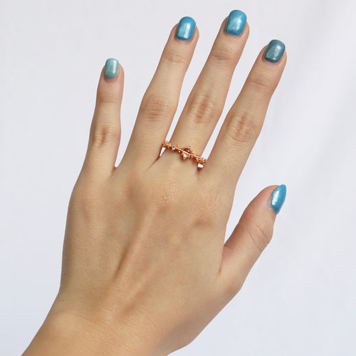 Anillo Ajustable Cristales Rosados
