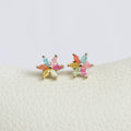 Stud Flor Cristales Pastel