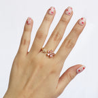 Anillo Flor Rosada con Perlitas Ajustable