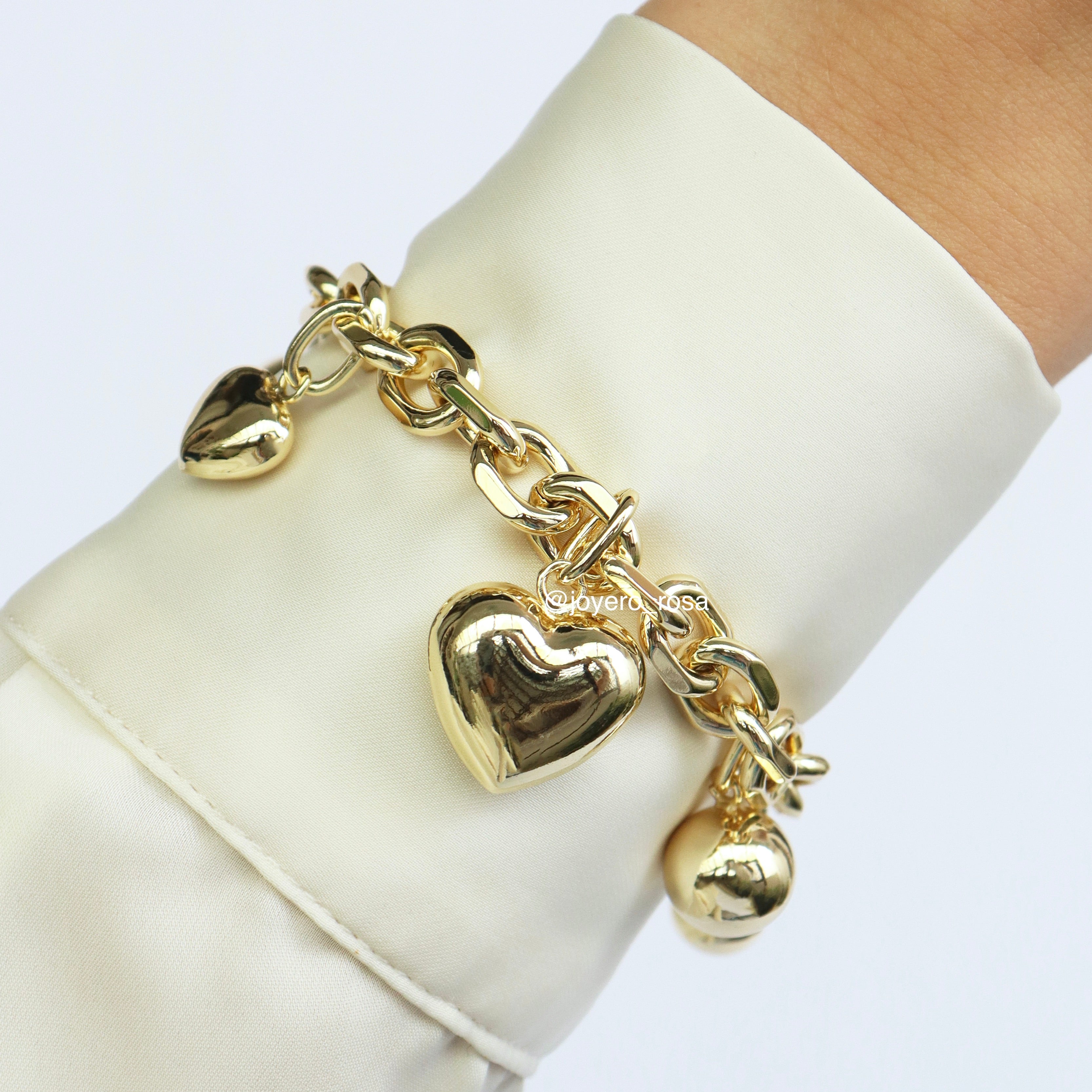 Pulsera Corazones y Bolitas