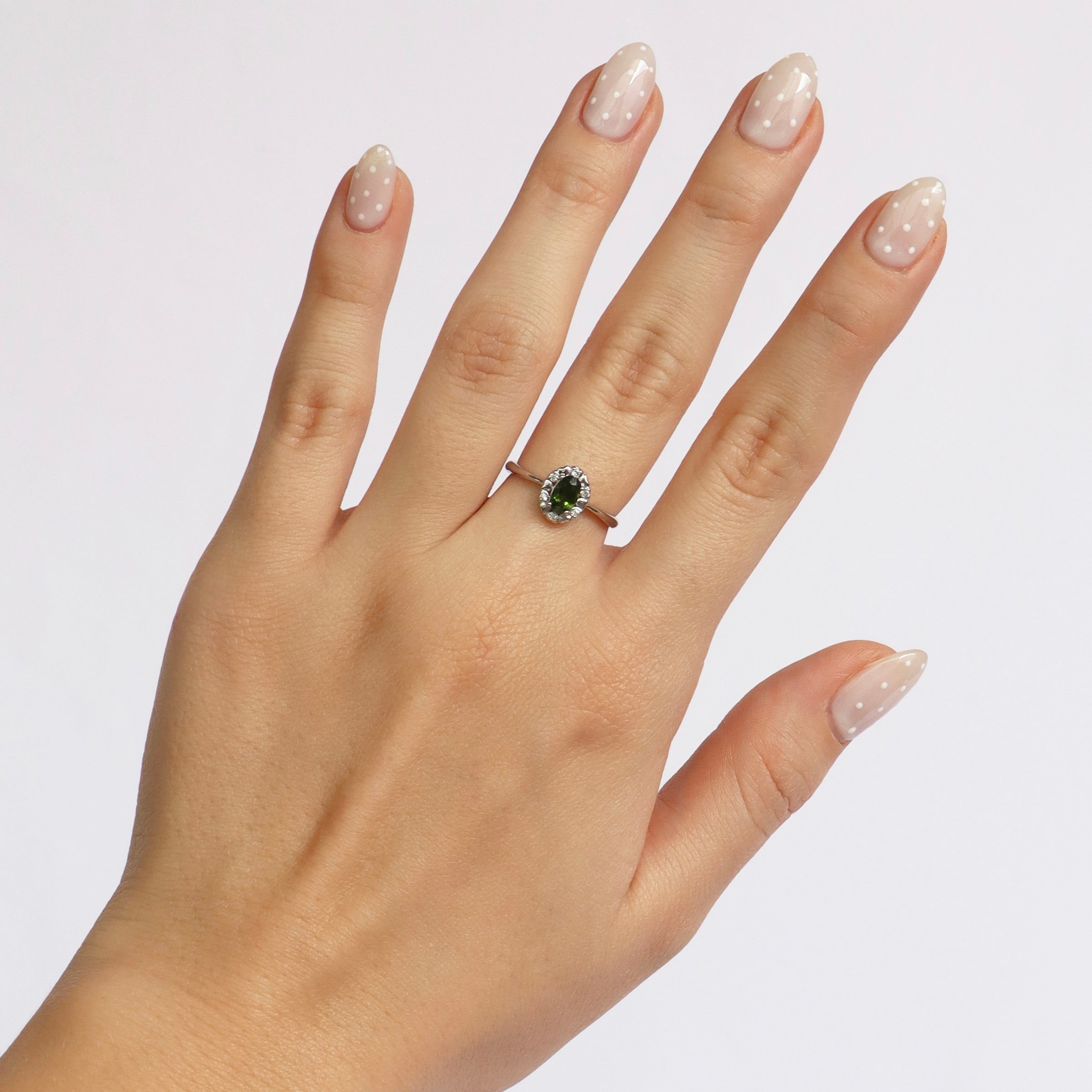 Anillo Ajustable Cristal Verde Oliva